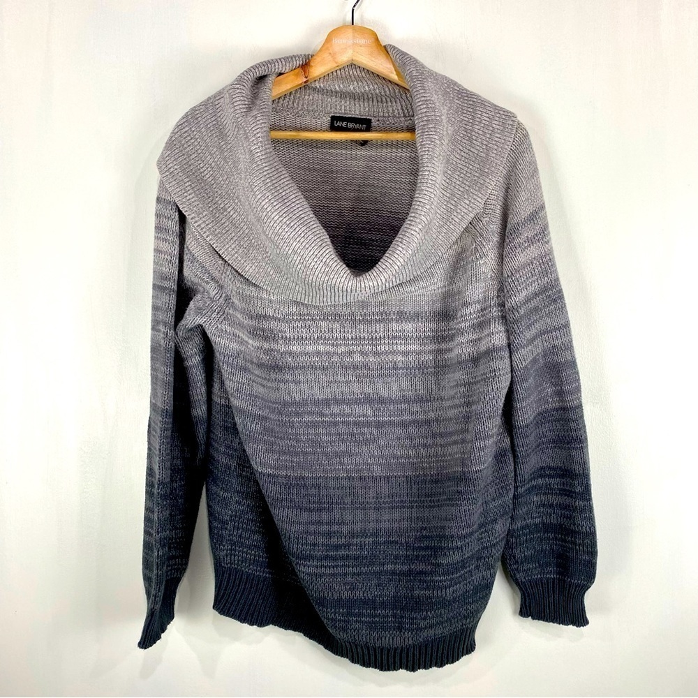 Lane Bryant Gradient Striped Slouchy Cowl Neck Pullover Sweater Shirt Size 14/16